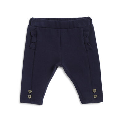 Girls Dark Blue Solid Long Trousers